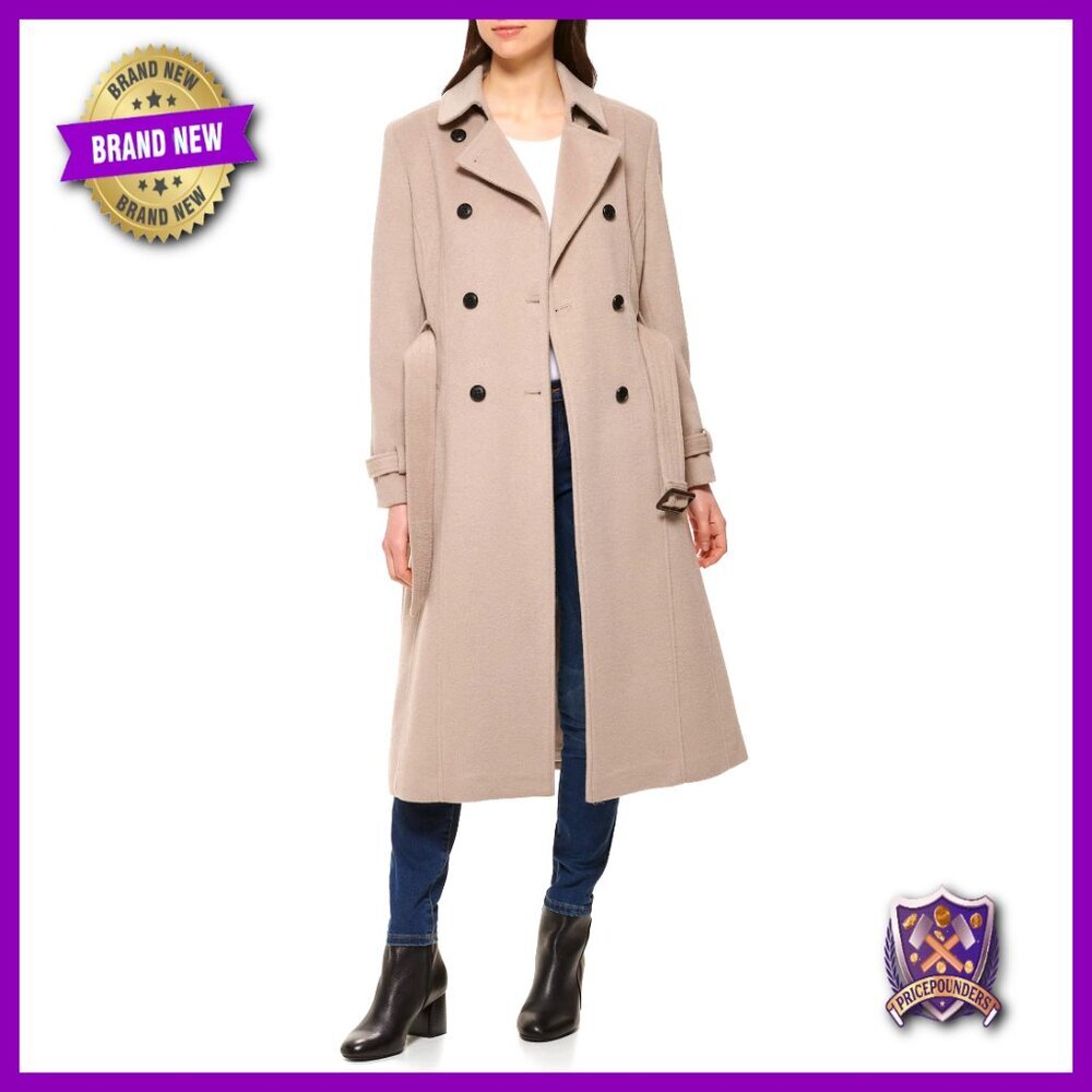 Wool Flared Trench Coat Classic Elegant Tailored Winter Outerwear Chic